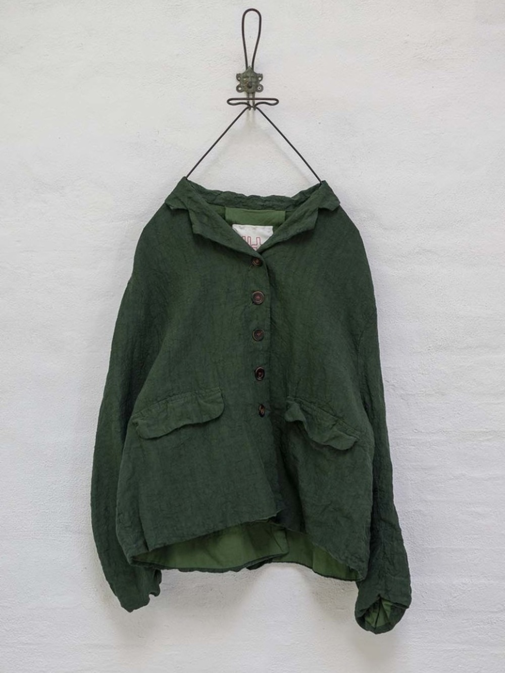 H+ HANNOH WESSEL The Vitalina Linen Jacket in Green Lined Slouchy & Boxy SS2022